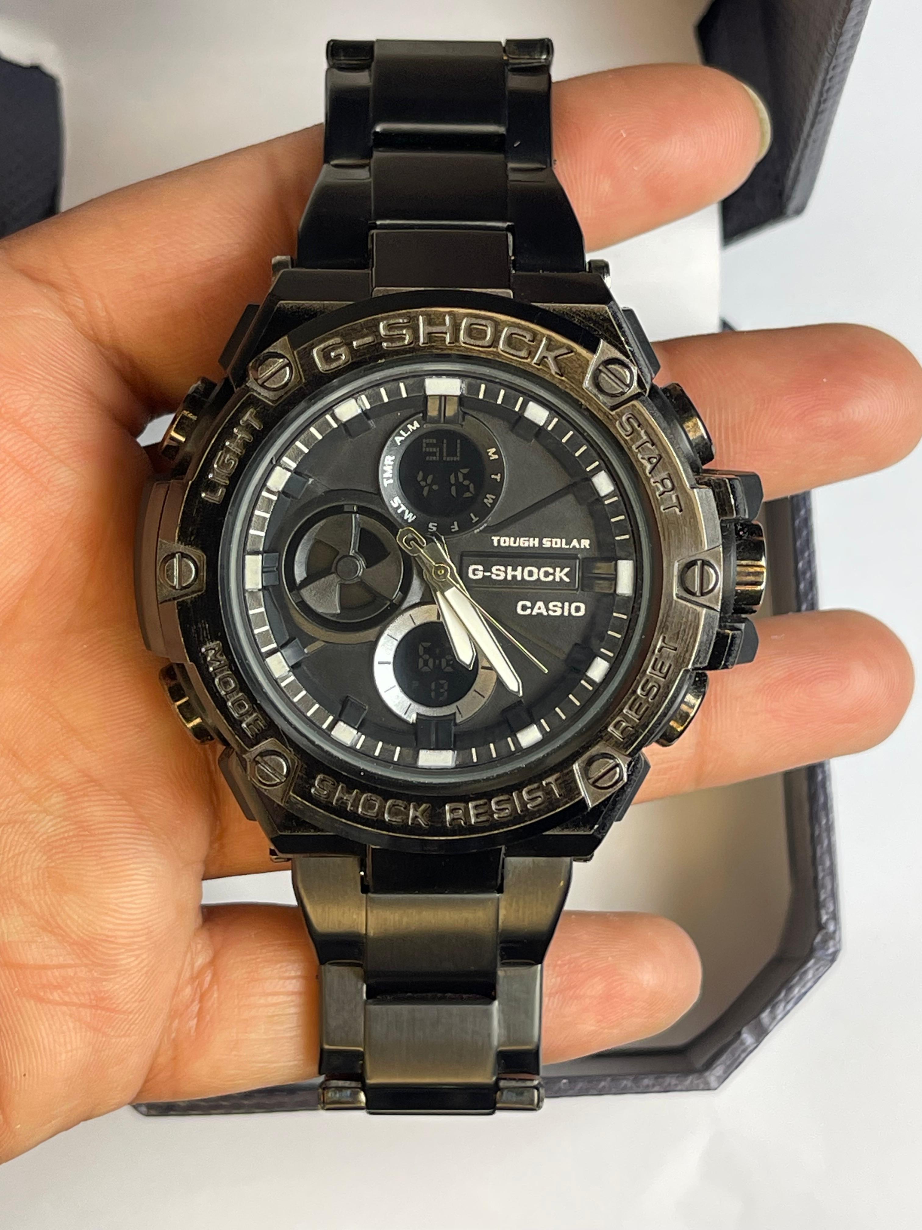 G-Steel Stainless Steel Watch - G-SHOCK Metal Dial, Dual Time Sports Watch For Men
