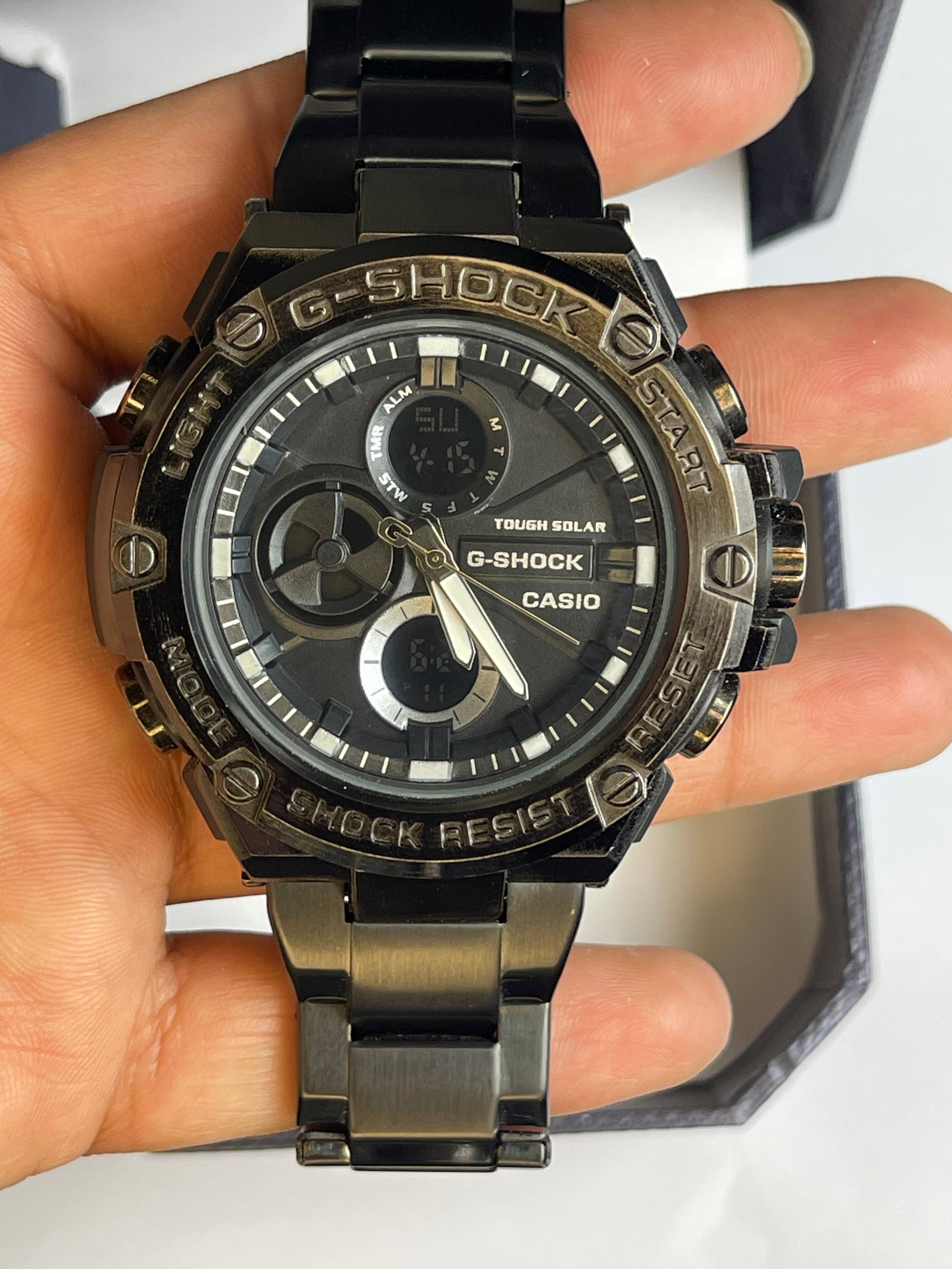 G-Steel Stainless Steel Watch - G-SHOCK Metal Dial, Dual Time Sports Watch For Men